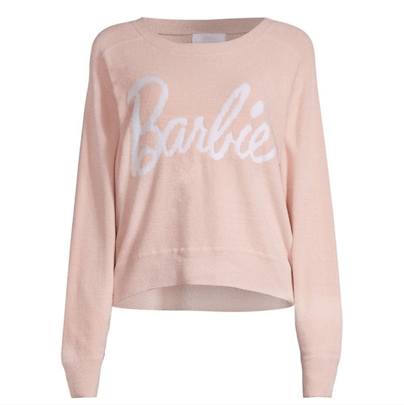Barbie Barefoot Dreams CozyChic Sweatshirt Pullover Sz L NWT - Picture 2 of 7